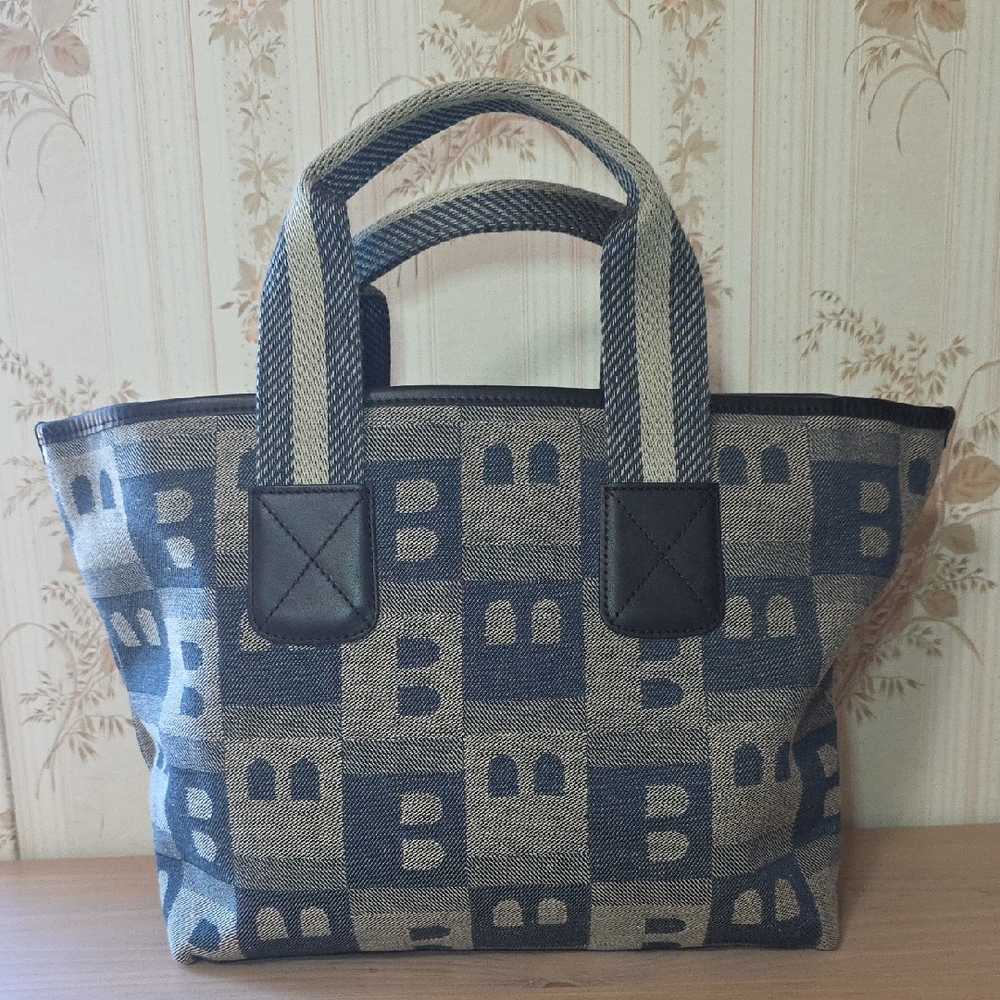 Bally Blue and Gray Denim Tote Bag